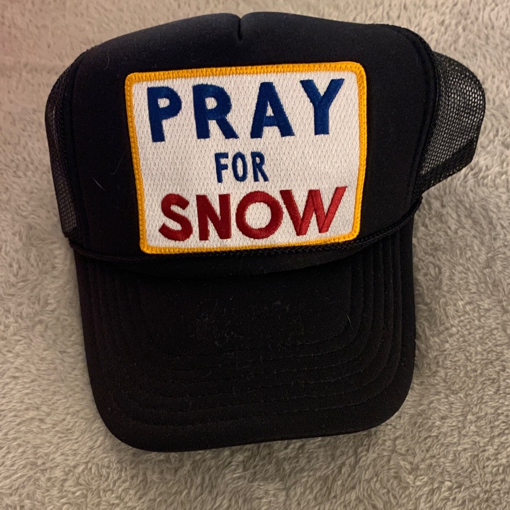 Aviator Nation Black Hat with 'Pray for Snow' Patch